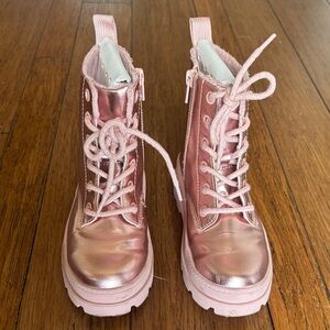 Pink Metallic Shiny Boots Girls Size 12